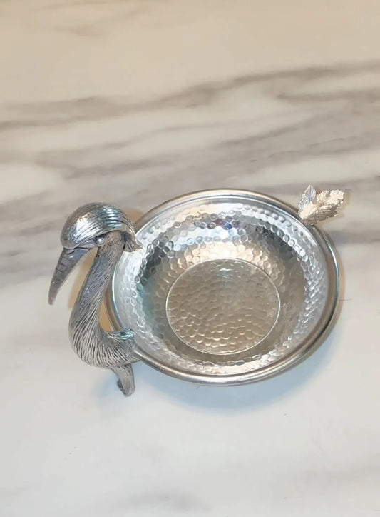 Vintage Silver-Plated Jewelry Dish – Swan Motif