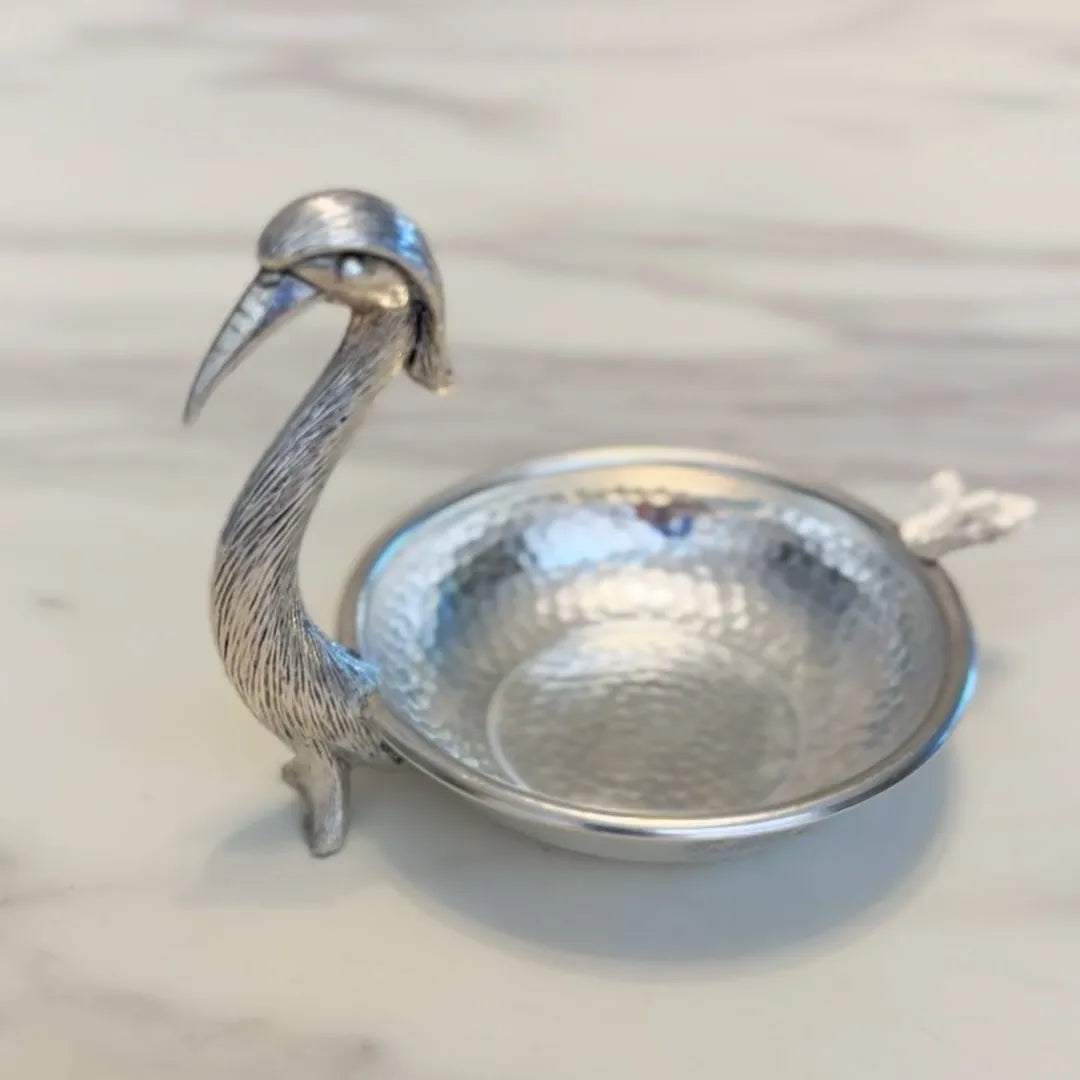 Vintage Silver-Plated Jewelry Dish – Swan Motif