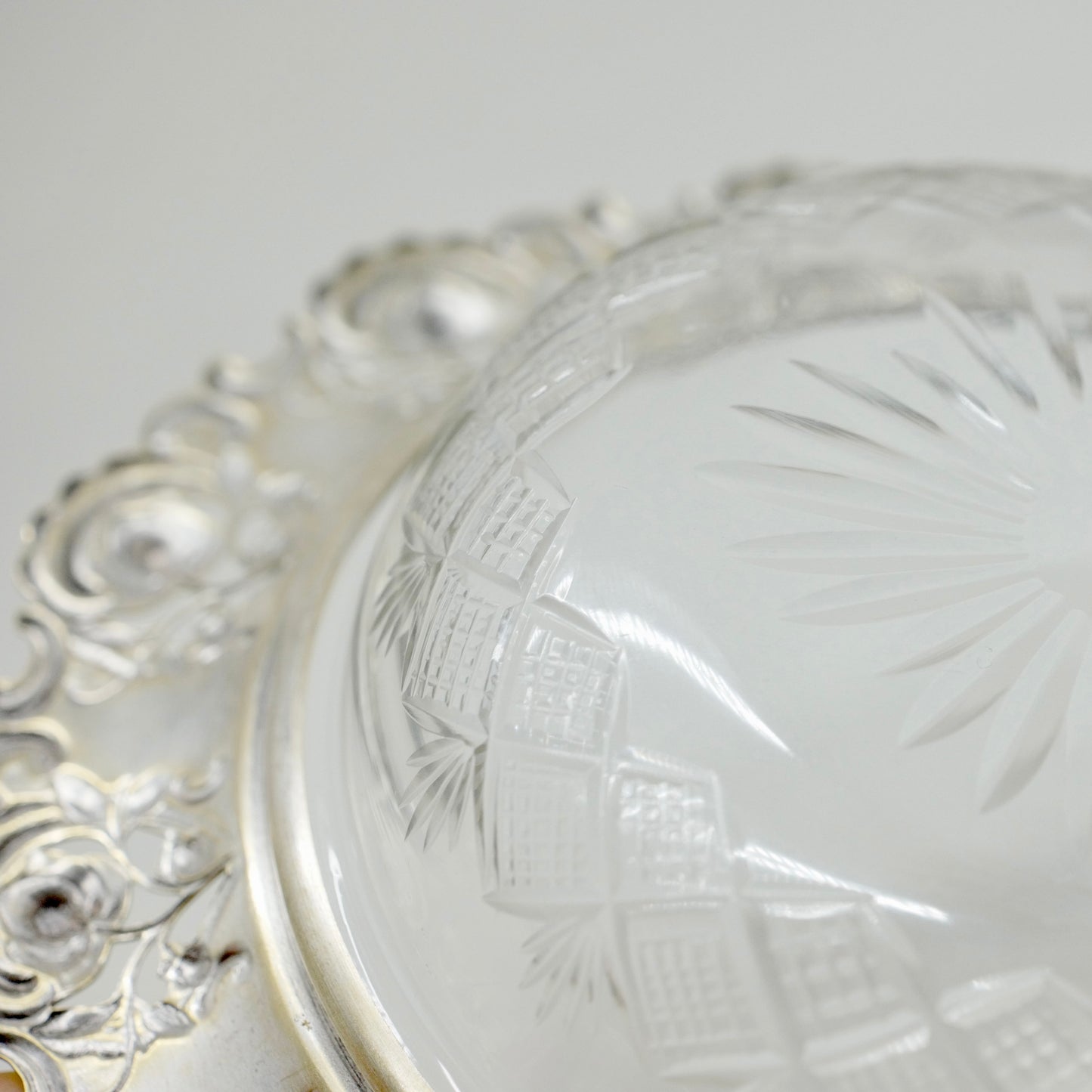Crystal Glass Bowl with Silver-Plated Rim – Vintage Market Find from Zurich