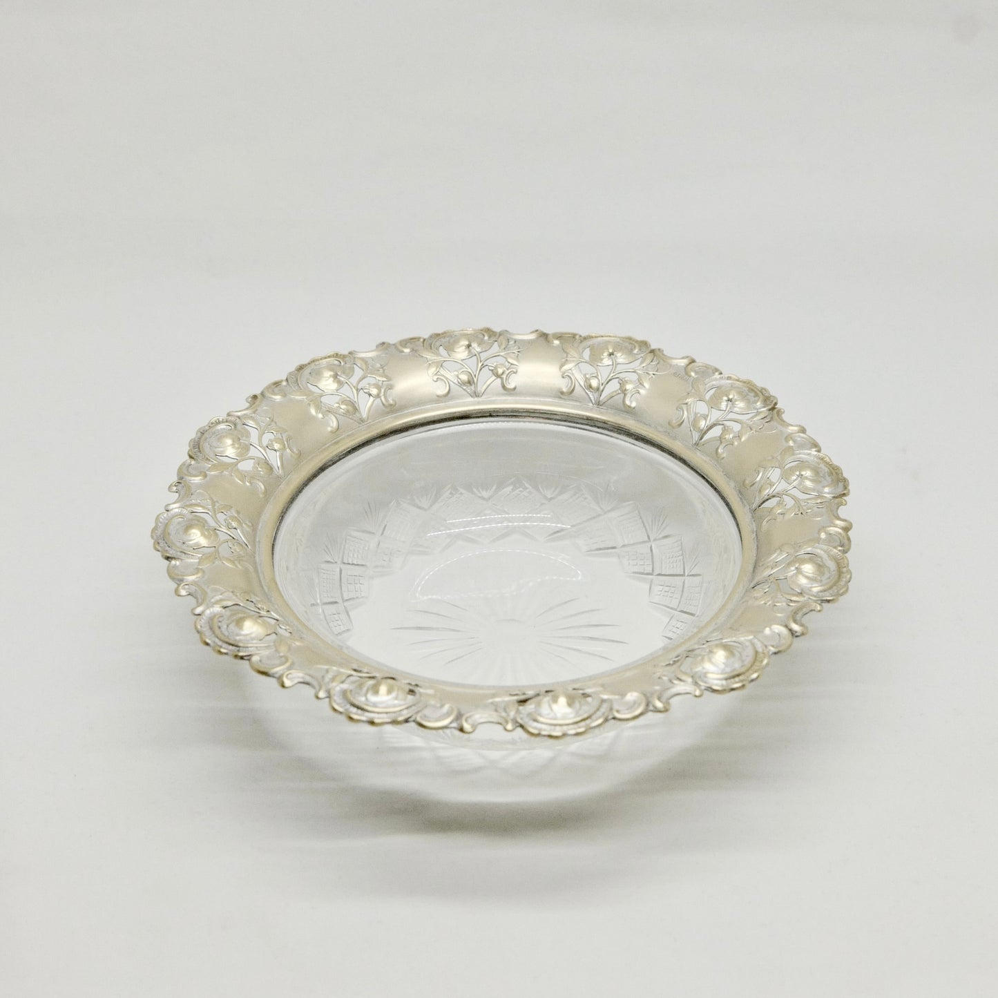 Crystal Glass Bowl with Silver-Plated Rim – Vintage Market Find from Zurich