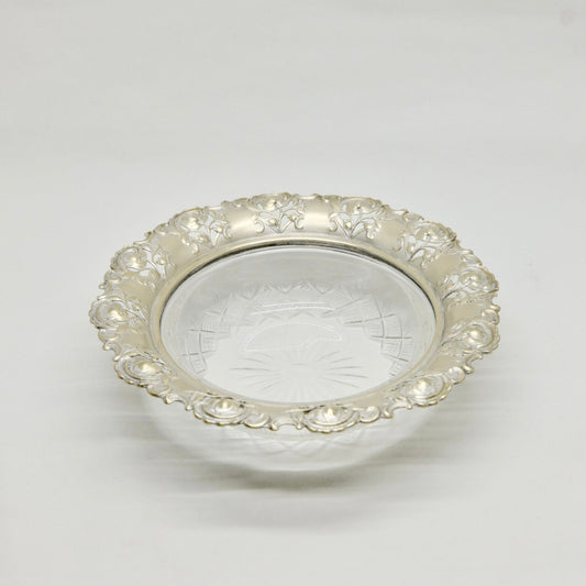 Crystal Glass Bowl with Silver-Plated Rim – Vintage Market Find from Zurich