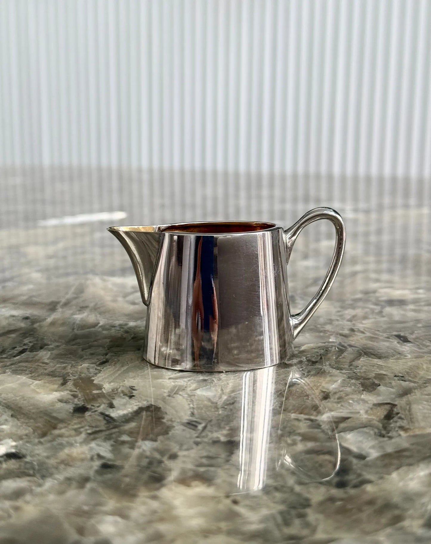 Vintage Silver-Plated Milk Jug – Brass Interior