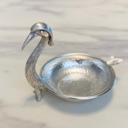 Vintage Silver-Plated Jewelry Dish – Swan Motif