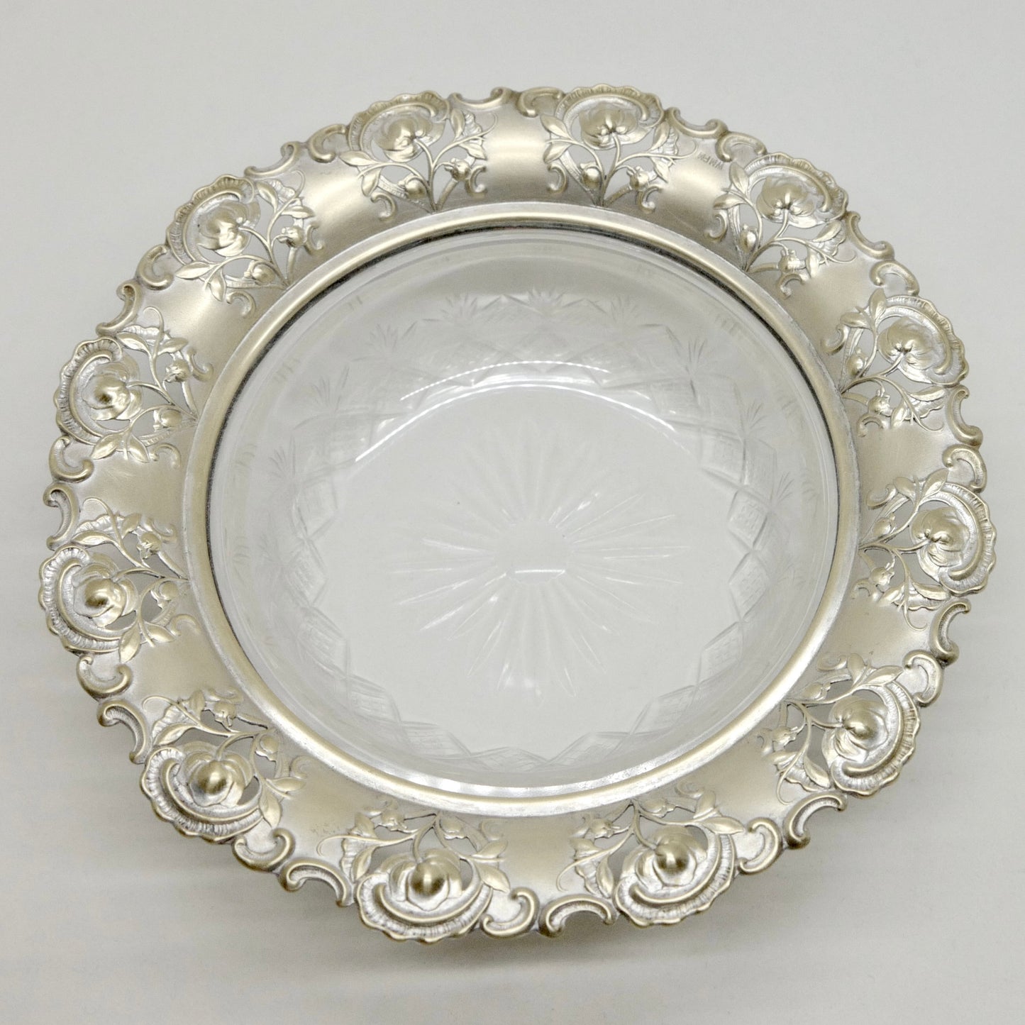 Crystal Glass Bowl with Silver-Plated Rim – Vintage Market Find from Zurich