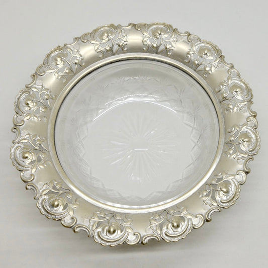 Crystal Glass Bowl with Silver-Plated Rim – Vintage Market Find from Zurich