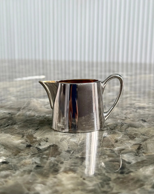 Vintage Silver-Plated Milk Jug – Brass Interior