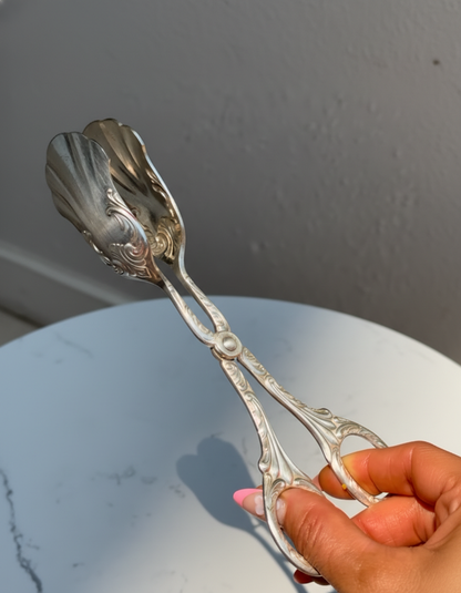 Antique Silver Cake & Dessert Tongs