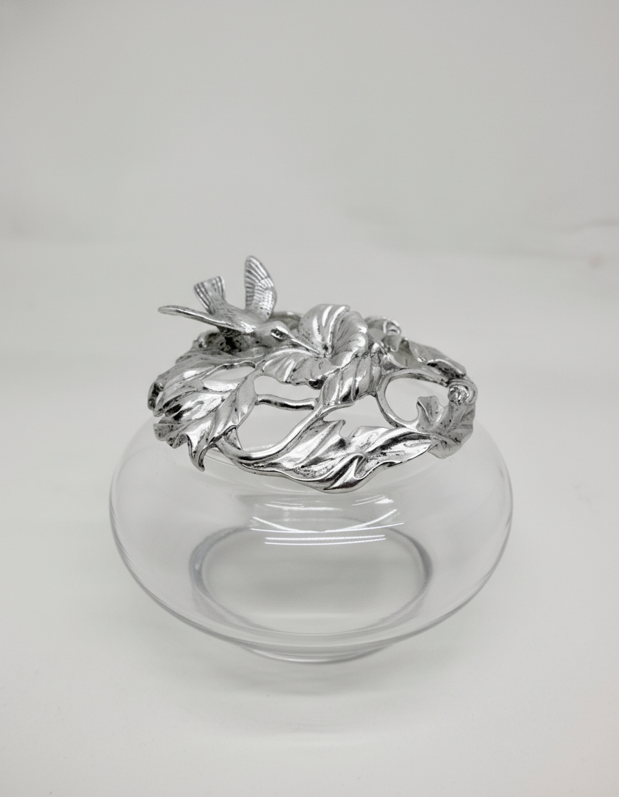 Glass Vase with Pewter Lid